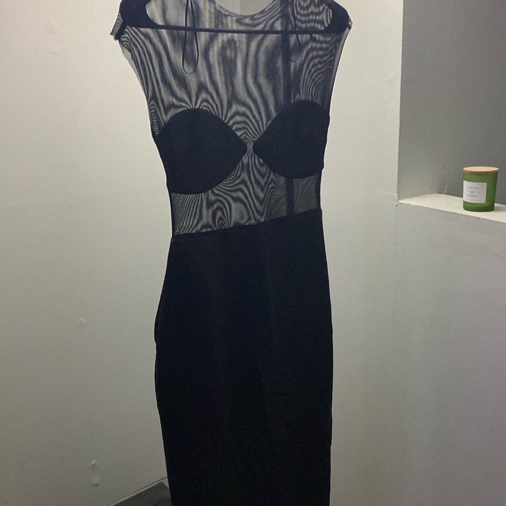 ZARA WOMAN BLACK MIXED TULLE MIDI SLEEVELESS DRESS